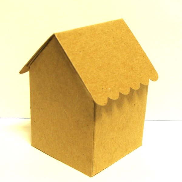 Small Die Cut (precut) Chipboard 3D Small House Blanks 4" High Miniature Gingerbread House to Decorate