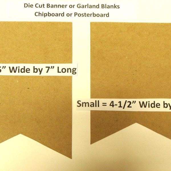 6-Die Cut Blanks Pennant Garland Precision Die Cut (precut) White, Black, or Kraft Color Cardstock