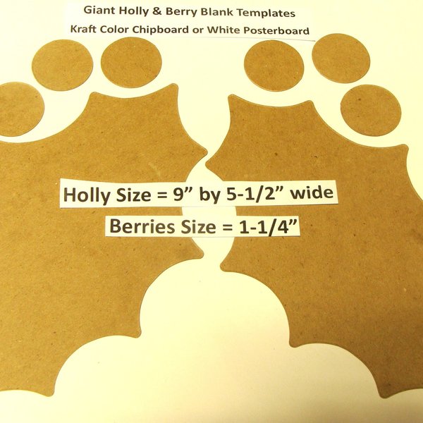 Big Holly & Berry Die Cut Blanks, Templates, Ready to Decorate Blanks, Christmas DIY, Scrapbooking, Crafts
