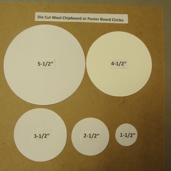 12-Die Cut Circles White Poster Board or Kraft Color Chipboard- Package of (12) per Size U Choose 1-1/2" to 5-1/2"
