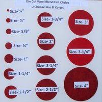 Custom Felt Die Cut Circles Wool Blend Felt Sizes 1/4" to 2-1/4" for applique, needle crafts, sewing, crafting