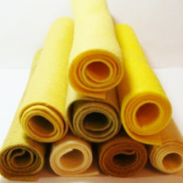 Wool Blend Felt Color Collection Yellow /Mustard Shades (8) Different Colors 9x12 or 12x18 Sizes