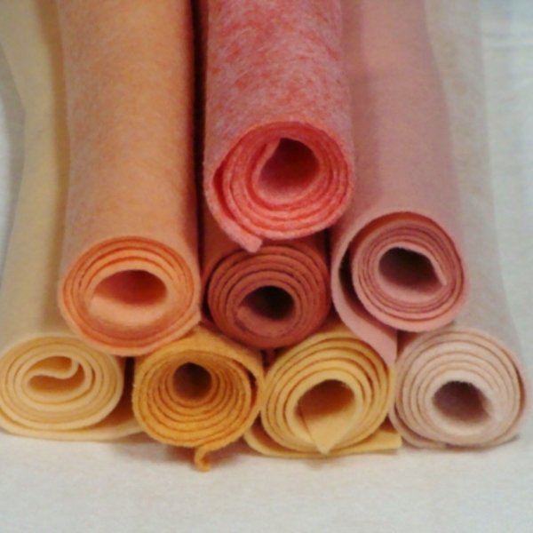 Wool Blend Felt Color Collection Peach/Flesh (8) Different Colors 9x12 or 12x18 Sizes