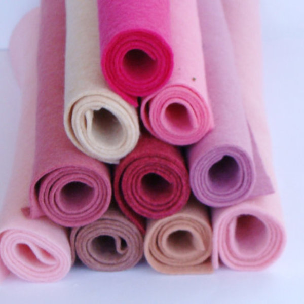 Wool Blend Felt Color Collection PINKS (10) Different Colors 9x12 or 12x18 Sizes