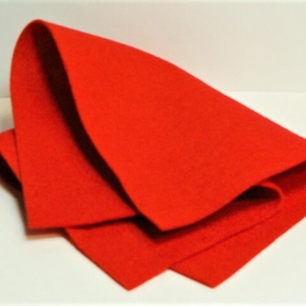 Size Wool Blend Felt in Color BRIGHT RED Merino Wool Blend Felt National Nonwovens Applique, Embroidery, Crafting