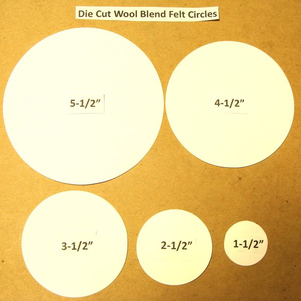 Custom Die Cut Felt Circles Wool Blend Felt Sizes 1-1/2" " to 5-1/2" U Choose colors for applique, needle crafts, sewing, crafting